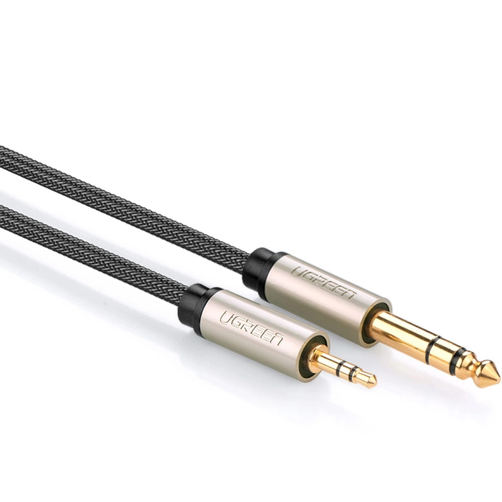 Audiokabel Mini-Jack 3.5mm auf Jack 6.35mm TRS, 5m, Ugreen AV127, Schwarz-Grau
