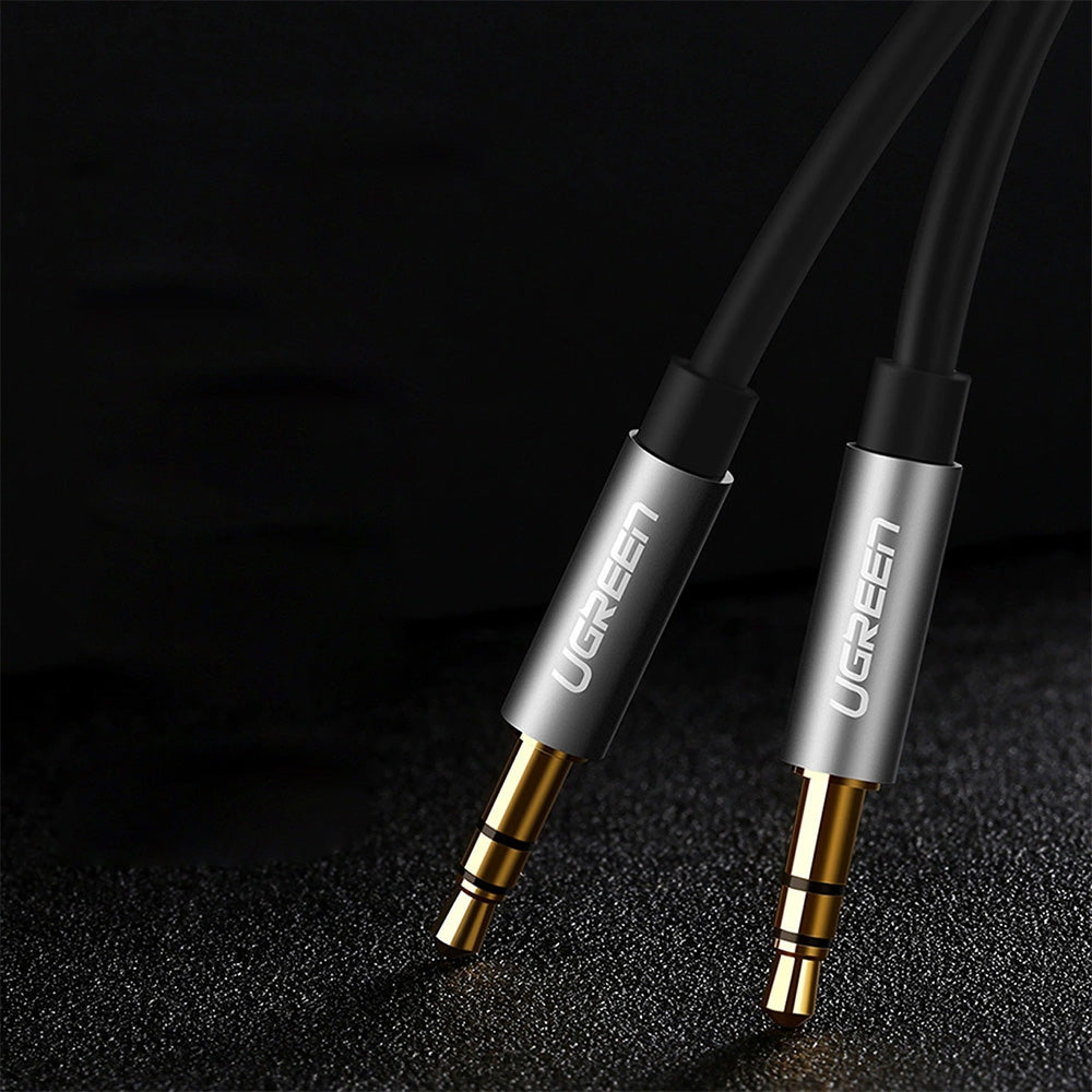 Kabel AUX 3,5 mm Mini Jack (2x männlich), 1m, Ugreen AV119, Schwarz-Grau
