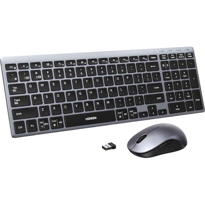 Kabelloses Tastatur- und Maus-Set UGREEN MK552, 4000 DPI, Bluetooth 5.4 Schwarz-Silber