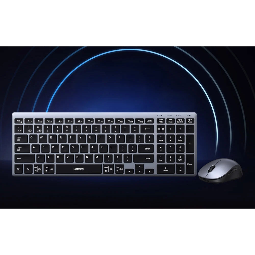 Kabelloses Tastatur- und Maus-Set UGREEN MK552, 4000 DPI, Bluetooth 5.4 Schwarz-Silber