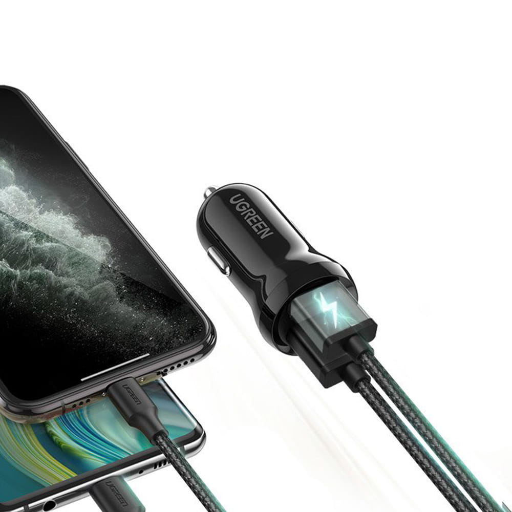 Autoladegerät 24W, 2x USB-A, Ugreen, Schwarz