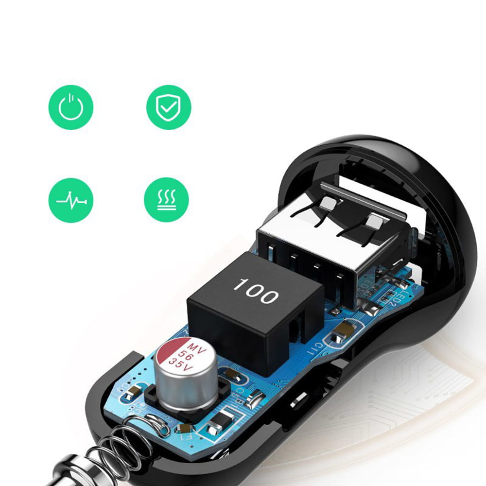 Autoladegerät 24W, 2x USB-A, Ugreen, Schwarz