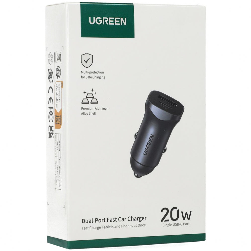 Ugreen CD130 24W Autoladegerät, USB-C, USB-A, PD, Grau