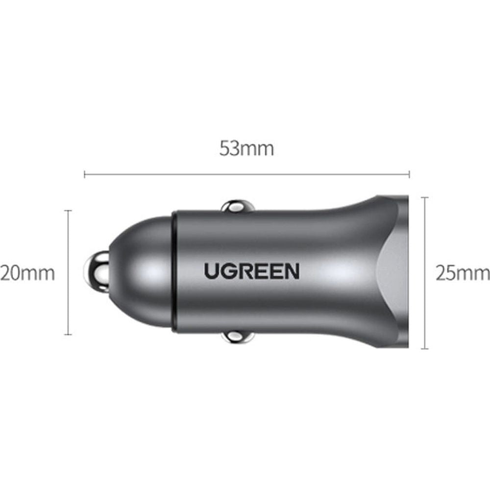 Ugreen CD130 24W Autoladegerät, USB-C, USB-A, PD, Grau