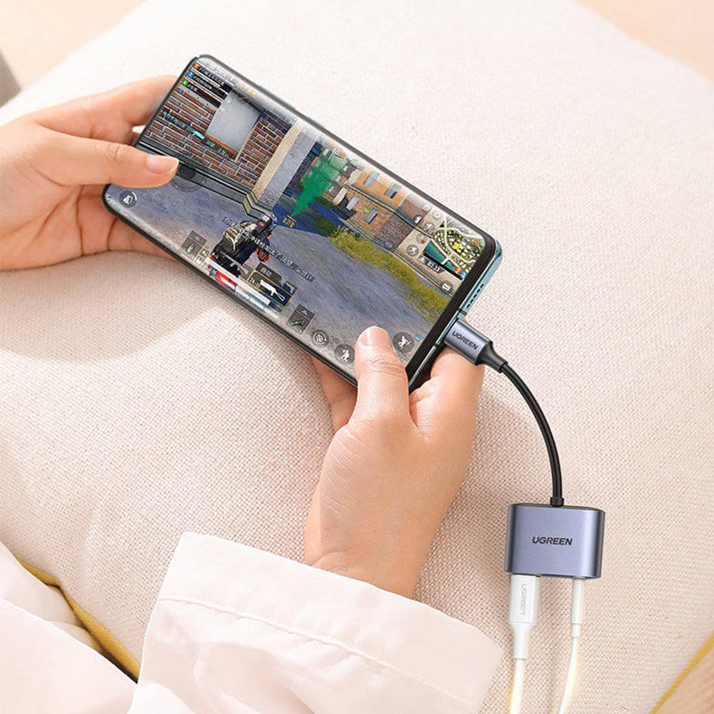 Adapter USB-C - USB-C / mini jack 3.5mm, DAC, PD, QC 30W, Ugreen CM231, Grau