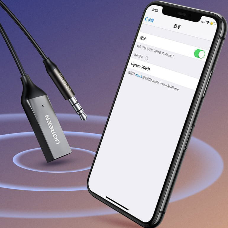 Audio-Adapter Bluetooth 5.3 USB auf 3.5 mm Mini-Jack, Ugreen CM309, AUX 3.5mm, Schwarz