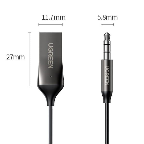Audio-Adapter Bluetooth 5.3 USB auf 3.5 mm Mini-Jack, Ugreen CM309, AUX 3.5mm, Schwarz