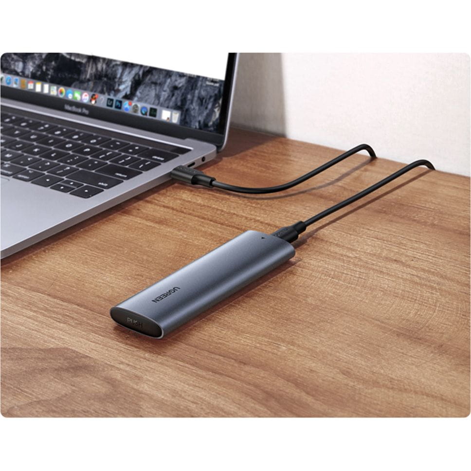 SSD-Gehäuse mit USB-C-Kabel 0,5 m, Ugreen CM400, M.2 B-Key SATA 3.0 5Gbps, Grau