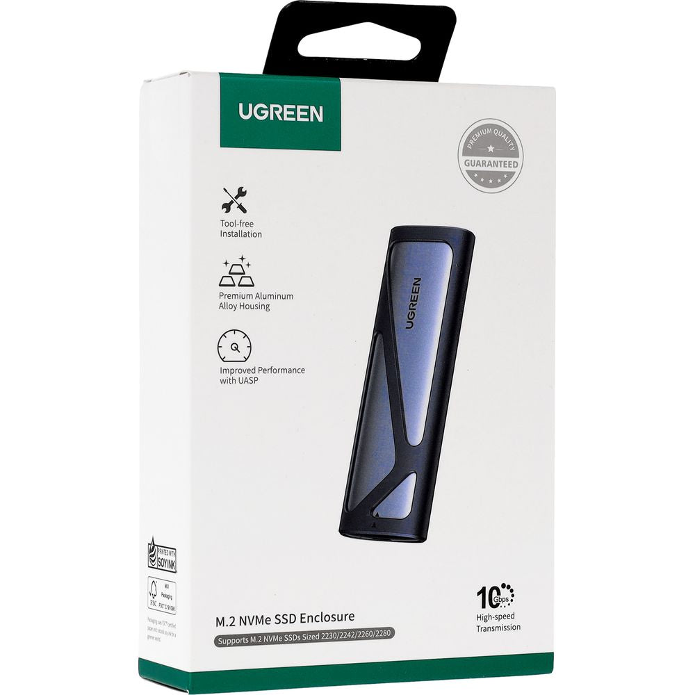 Festplattenfach, Festplattengehäuse für M.2 NVMe SSD mit USB-C 3.2-Anschluss, 10 Gbps, Ugreen CM400, Grau