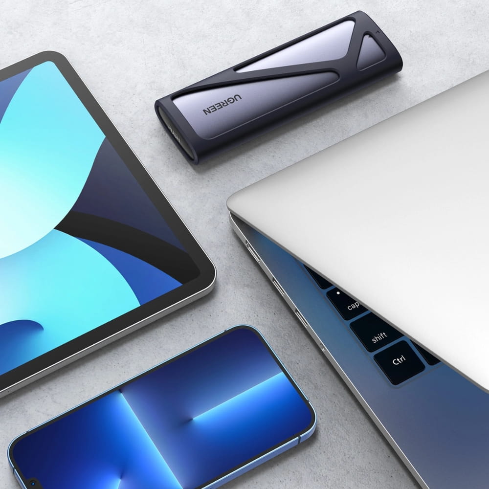 Festplattenfach, Festplattengehäuse für M.2 NVMe SSD mit USB-C 3.2-Anschluss, 10 Gbps, Ugreen CM400, Grau