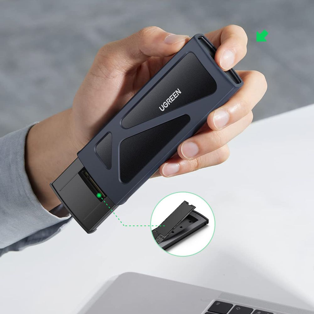 Festplattenfach, Festplattengehäuse für M.2 NVMe SSD mit USB-C 3.2-Anschluss, 10 Gbps, Ugreen CM578, Schwarz