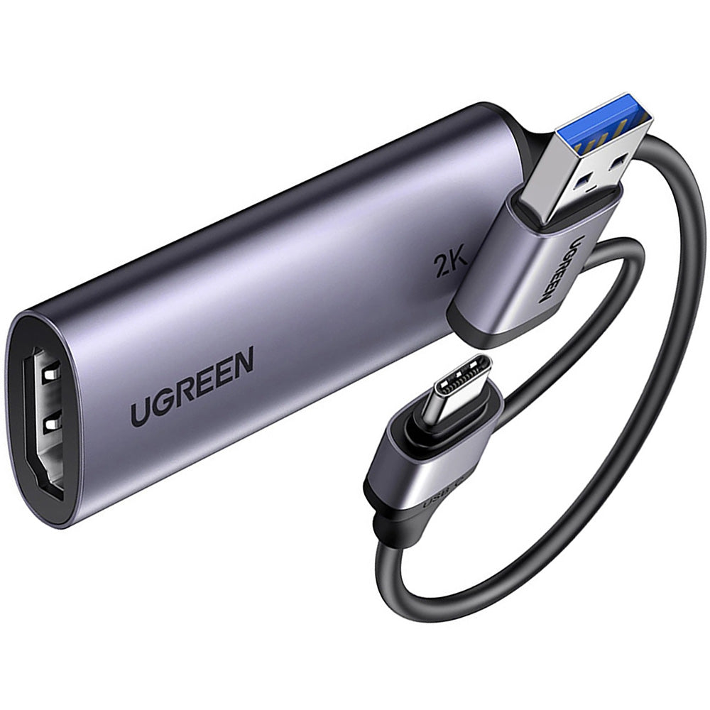 Video-Capture-Karte HDMI zu USB 3.0 / USB-C, 2K 30 Hz, Ugreen CM629, Grau-Schwarz