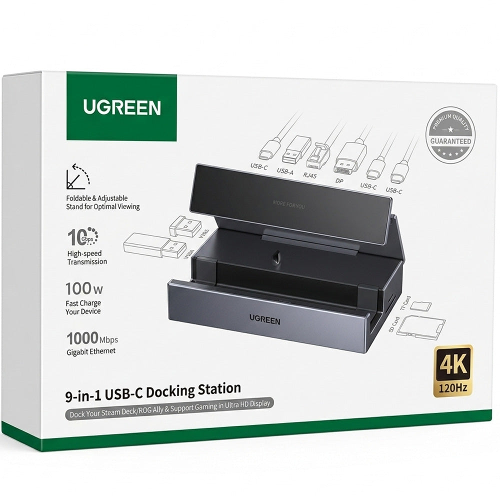 Dockingstation, Untersetzer USB-C zu DisplayPort 4K/120 Hz, RJ45, USB, SD/TF, Ugreen CM800, Grau