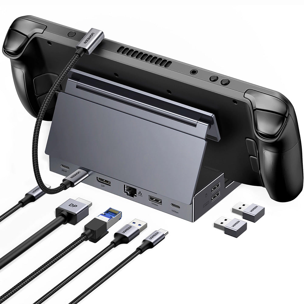Dockingstation, Untersetzer USB-C zu DisplayPort 4K/120 Hz, RJ45, USB, SD/TF, Ugreen CM800, Grau