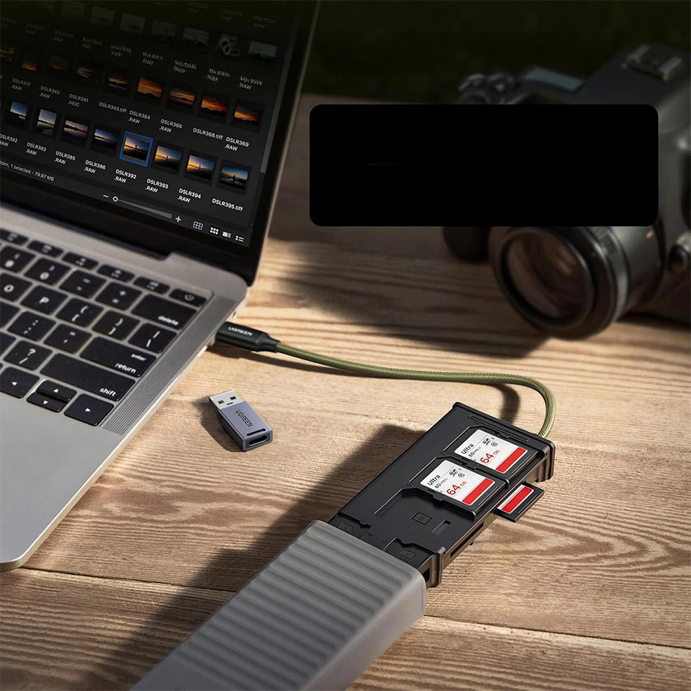 SD / microSD-Kartenleser, USB-A / USB-C, Ugreen CM856, Grau