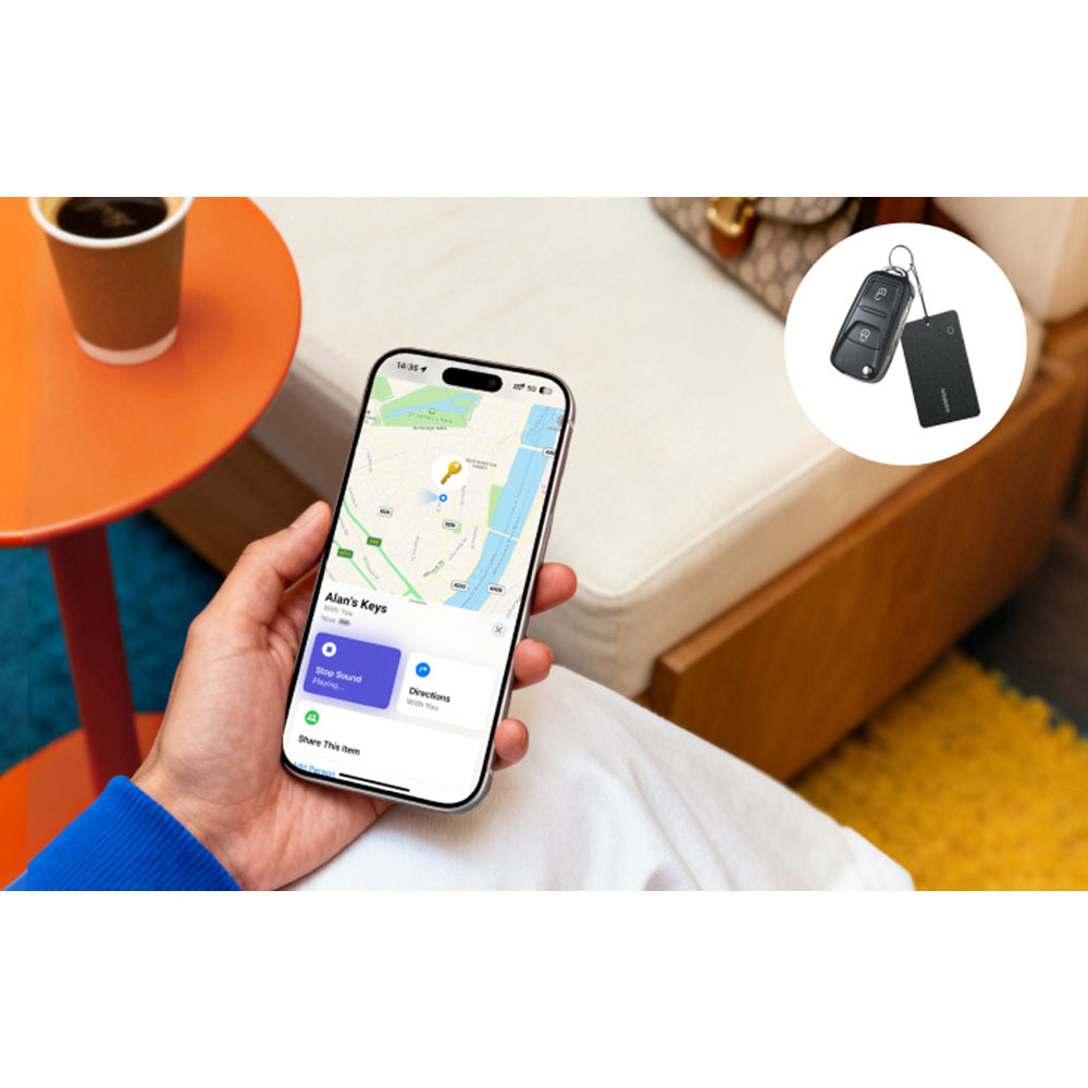 Karten-Tracker mit Bluetooth, Ugreen Slim Pro CM910, kompatibel mit Apple Find My und Android Find Hub, Schwarz