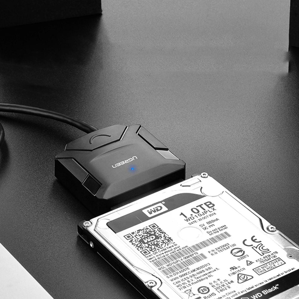 Adapter USB-A 3.0 für 2.5'' / 3.5'' SATA Laufwerke, SSD, HDD, 5 Gbps, Ugreen CR108, Schwarz