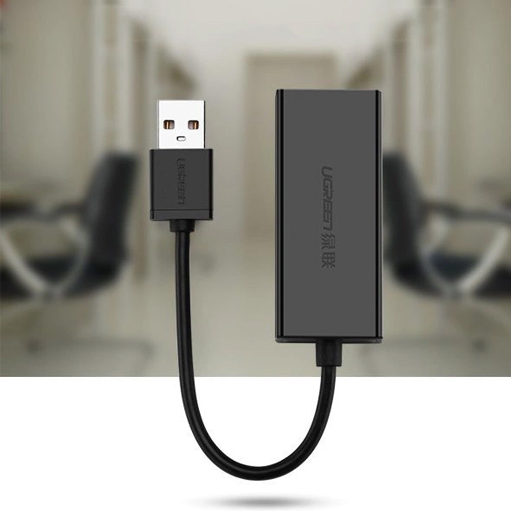 Adapter USB-A 2.0 für Ethernet (RJ45), 10/100 MB/s, Ugreen CR110, Schwarz