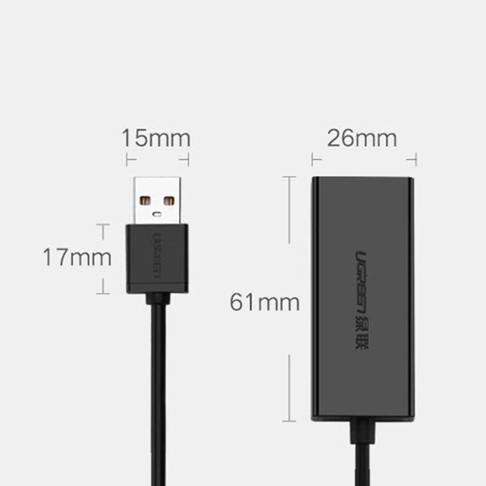 Adapter USB-A 2.0 für Ethernet (RJ45), 10/100 MB/s, Ugreen CR110, Schwarz