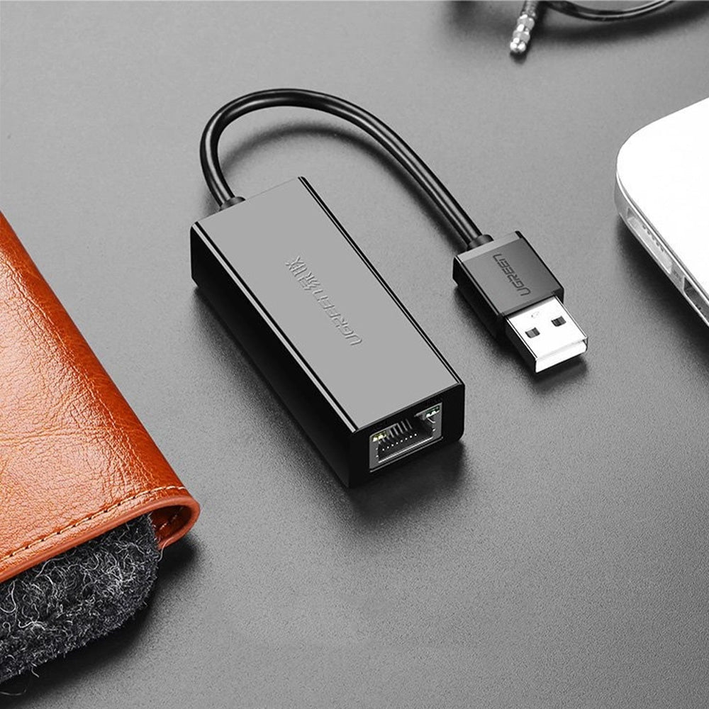 Adapter USB-A 2.0 für Ethernet (RJ45), 10/100 MB/s, Ugreen CR110, Schwarz