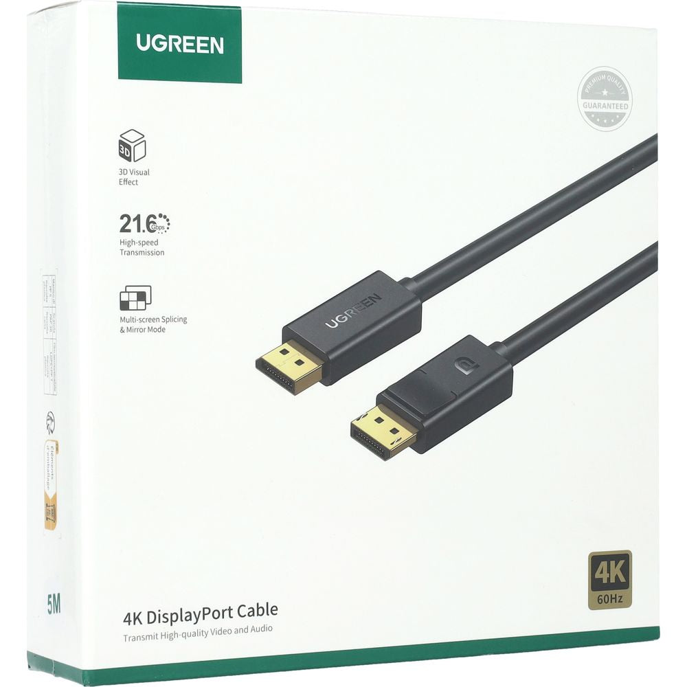 Kabel DisplayPort zu DisplayPort, 4K 60Hz, 5 m, Ugreen DP102, Schwarz