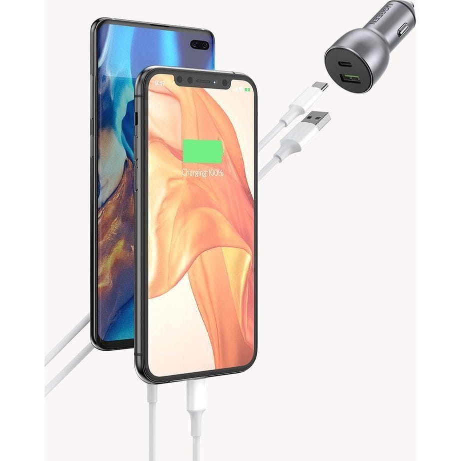 Autoladegerät Ugreen CD213 36W, USB-C / USB-A, QC 3.0, Grau
