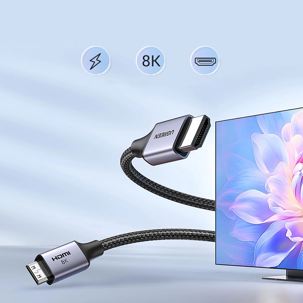 Kabel mini HDMI zu HDMI, 8k, 1 m, Ugreen HD163, Grau