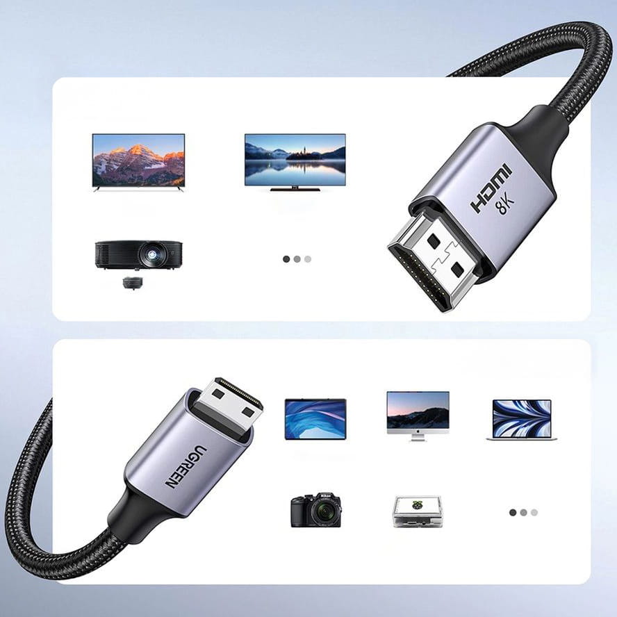 Kabel mini HDMI zu HDMI, 8k, 1 m, Ugreen HD163, Grau