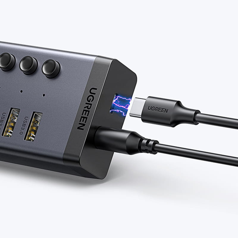 Multifunktionsadapter HUB 7in1 Ugreen CM481 USB-C, 7x USB-A, PD 3.0, Grau