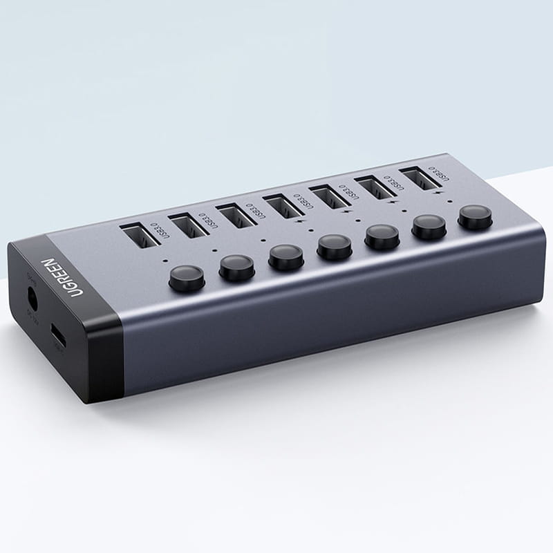 Multifunktionsadapter HUB 7in1 Ugreen CM481 USB-C, 7x USB-A, PD 3.0, Grau