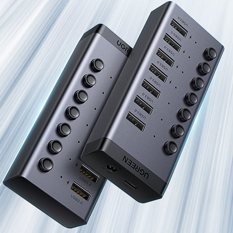 Multifunktionsadapter HUB 7in1 Ugreen CM481 USB-C, 7x USB-A, PD 3.0, Grau