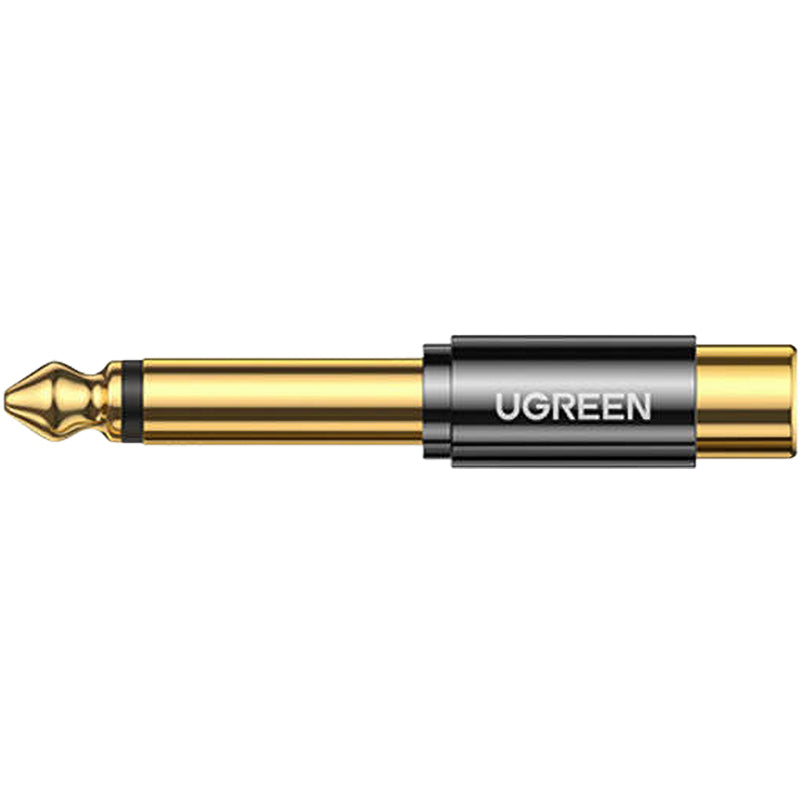Adapter Jack 6.35 mm (Stecker) auf RCA (Buchse), Ugreen US169, Grau-Gold