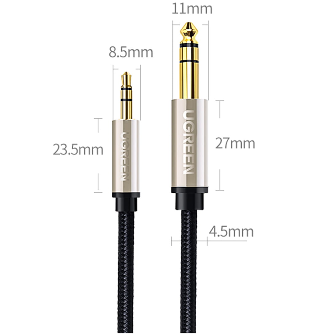 Audiokabel Mini-Jack 3.5mm auf Jack 6.35mm TRS, Ugreen AV127, 2m, Grau