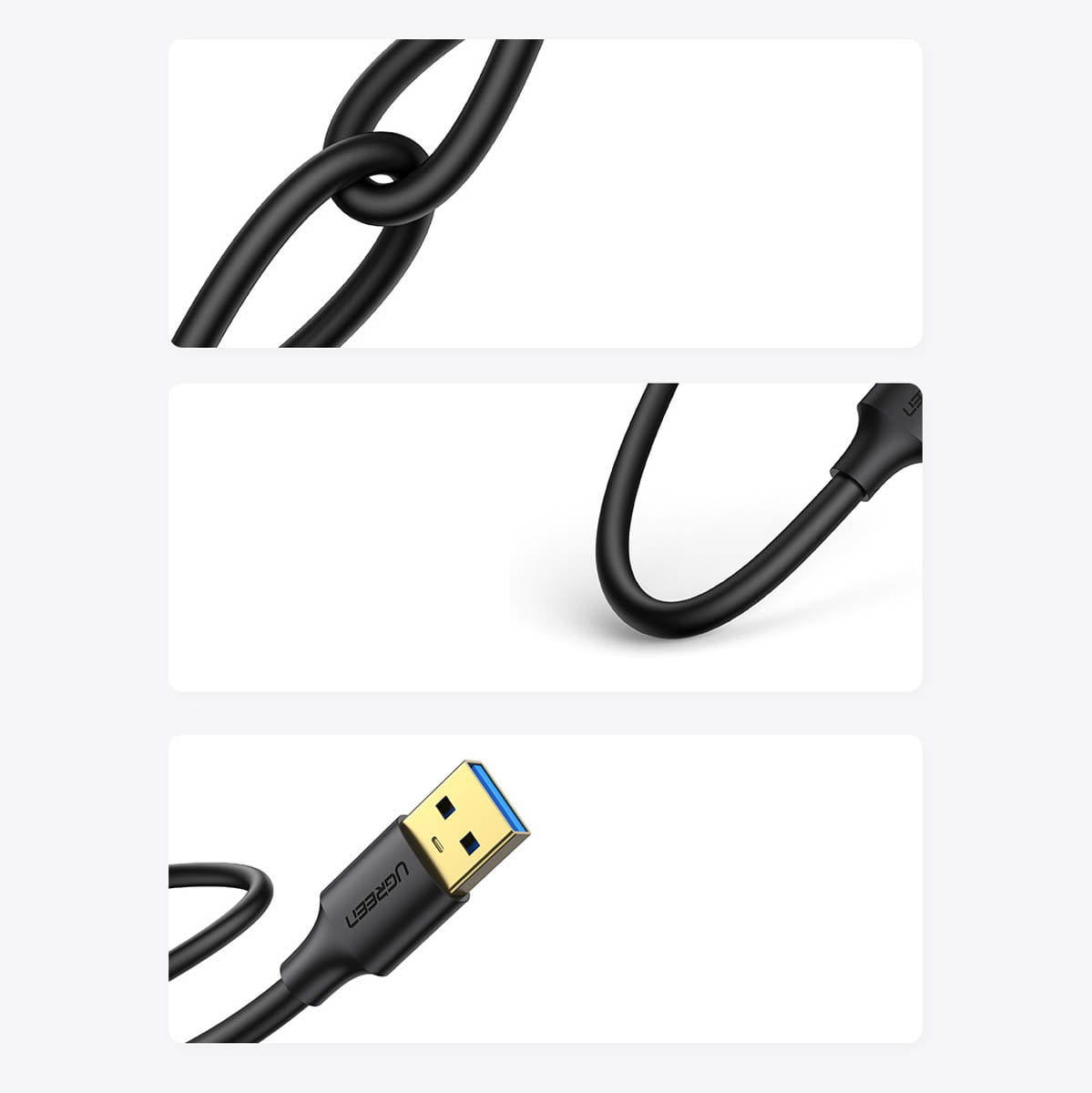 Kabel USB-A 3.2 auf USB-A 3.2, Ugreen US128, 5 Gbps, 0.5m, Schwarz