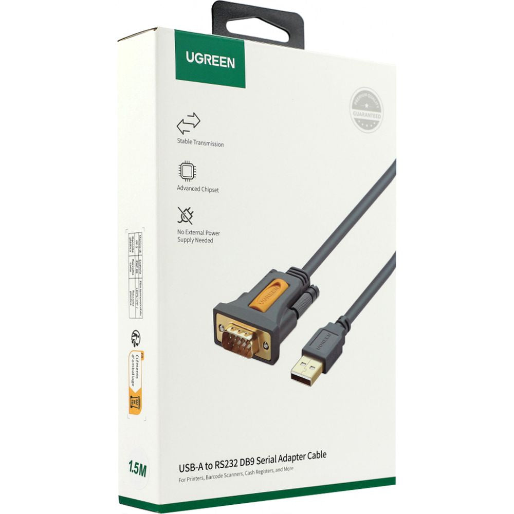 Adapter/Kabel Ugreen CR104 USB-A auf DB9 RS-232, 1,5 m, Grau