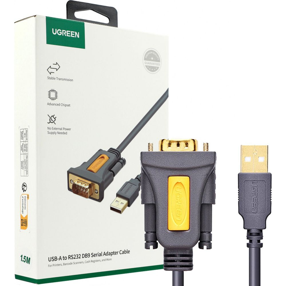 Adapter/Kabel Ugreen CR104 USB-A auf DB9 RS-232, 1,5 m, Grau