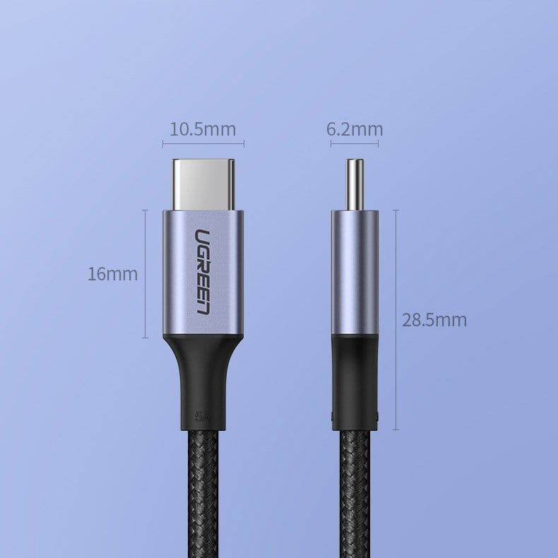 Kabel Ugreen USB-C zu USB-C, 100W, QC, PD, FCP, 5A, 1m, Grau