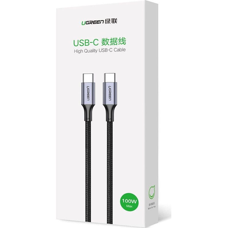 Kabel Ugreen USB-C zu USB-C, 100W, QC, PD, FCP, 5A, 2m, Schwarz