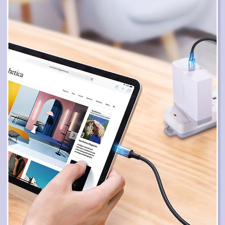 Kabel Ugreen USB-C zu USB-C, 100W, QC, PD, FCP, 5A, 2m, Schwarz
