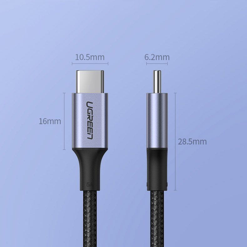 Kabel Ugreen USB-C zu USB-C, 100W, QC, PD, FCP, 5A, 2m, Schwarz