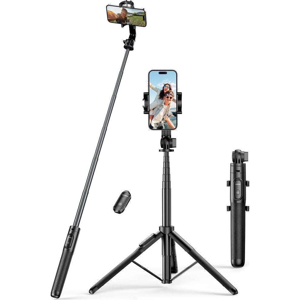 Halterung, Stab, Stativ mit Fernbedienung mit adapter 1/4", 1,6m, Ugreen LP586 Selfie Stick Tripod Bluetooth, Schwarz