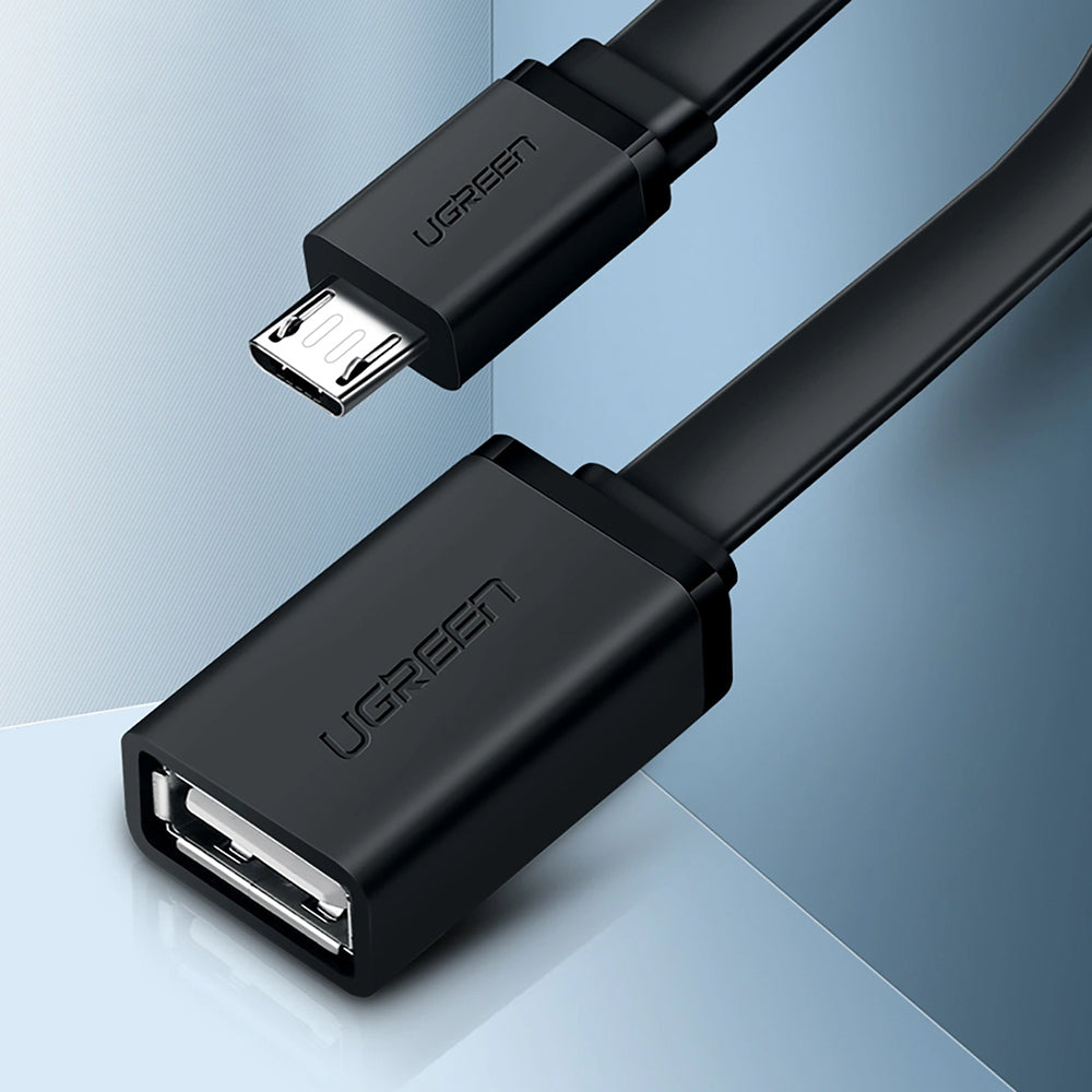 Adapter Micro-USB (Stecker) auf USB-A (Buchse), Ugreen US133, 15 cm, Schwarz