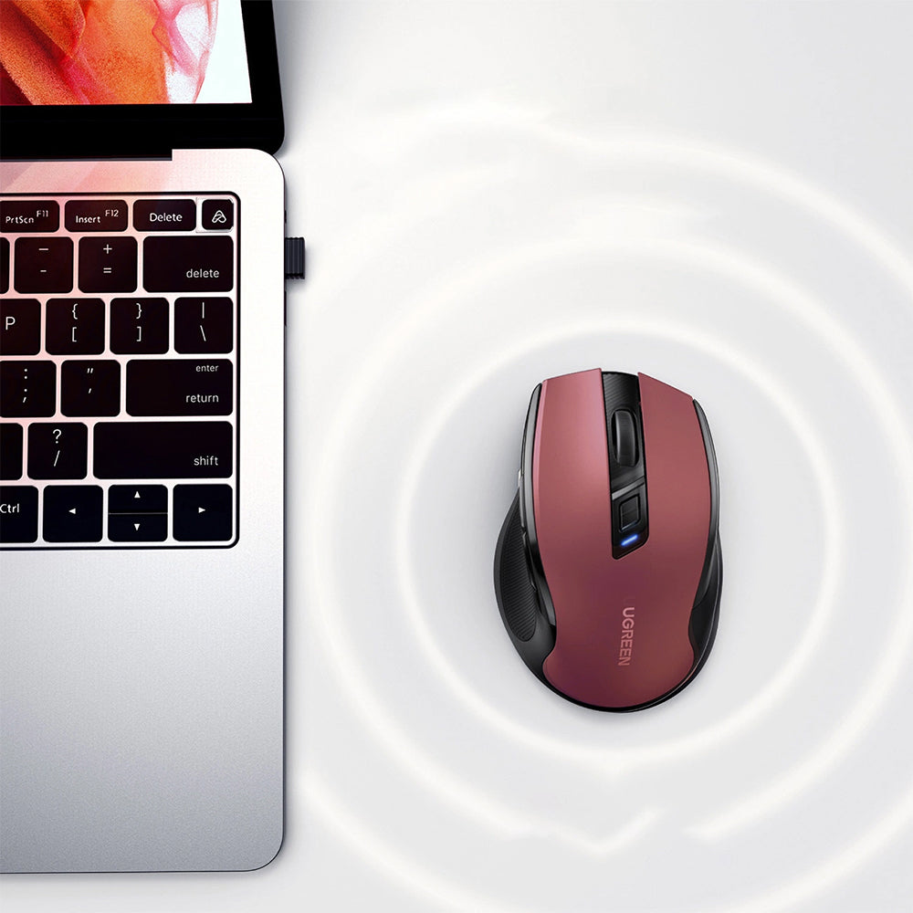 Kabellose Maus Ugreen MU006, Bluetooth 5.0, 2.4 GHz USB-A, 4000 DPI, Burgunderrot