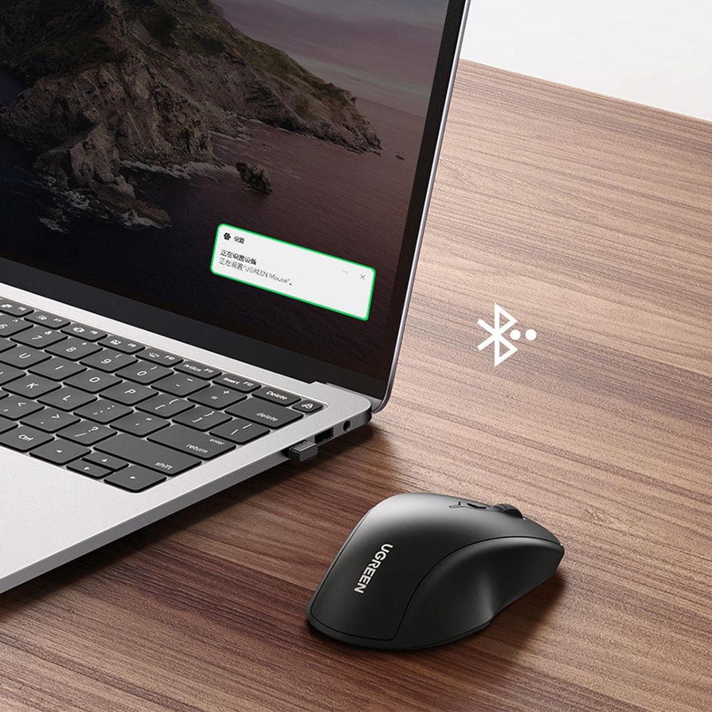 Kabellose ergonomische Maus, Ugreen MU101 Ergonomic Wireless Mouse, USB 2.4GHz, Bluetooth, Schwarz