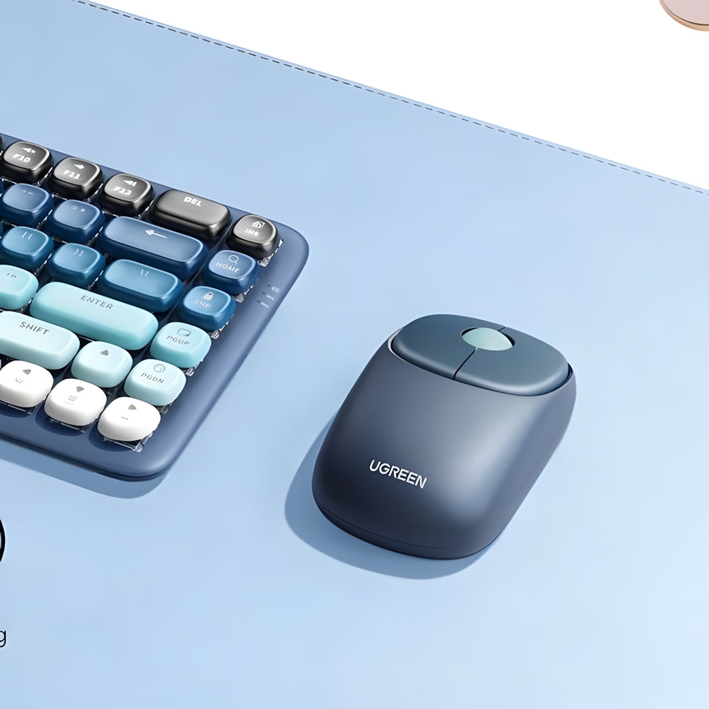 Kabellose optische Maus, Ugreen MU102 FUN Plus Wireless Mouse, USB 2.4GHz, Bluetooth, Blau und Grau