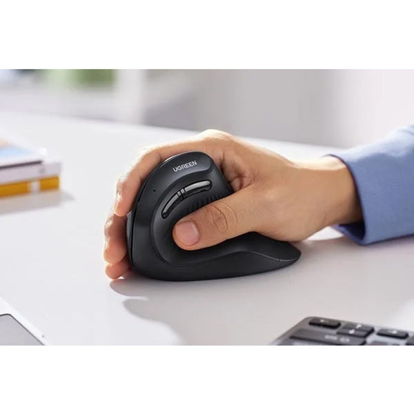 Ergonomische kabellose optische Maus, Ugreen MU008mini, Bluetooth 5.0 und 2.4 GHz USB, Schwarz