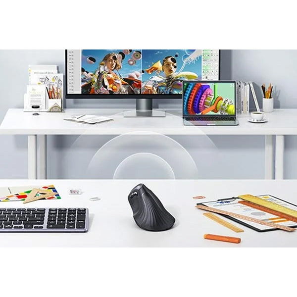 Ergonomische kabellose optische Maus, Ugreen MU008mini, Bluetooth 5.0 und 2.4 GHz USB, Schwarz