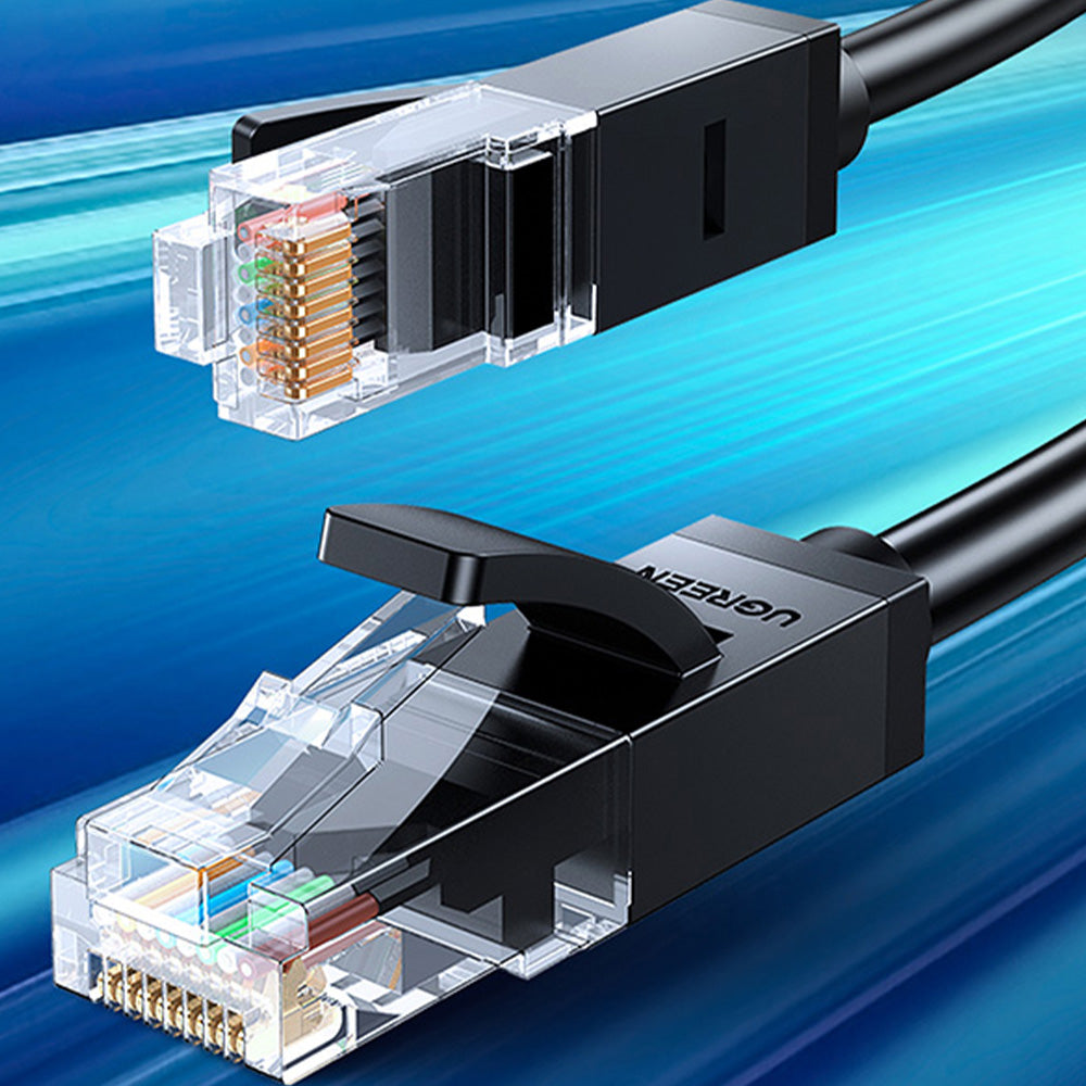 LAN Ethernet Netzwerkkabel RJ45 Cat 6 U/UTP, 1 Gbps, 25 m, Ugreen NW102, Schwarz