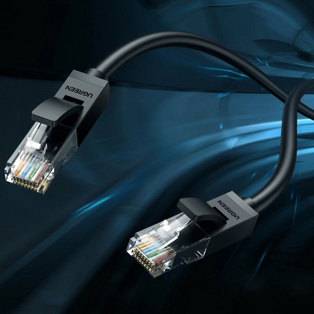 LAN Ethernet Netzwerkkabel RJ45 Cat 6 U/UTP, 1 Gbps, 50 m, Ugreen NW102, Schwarz