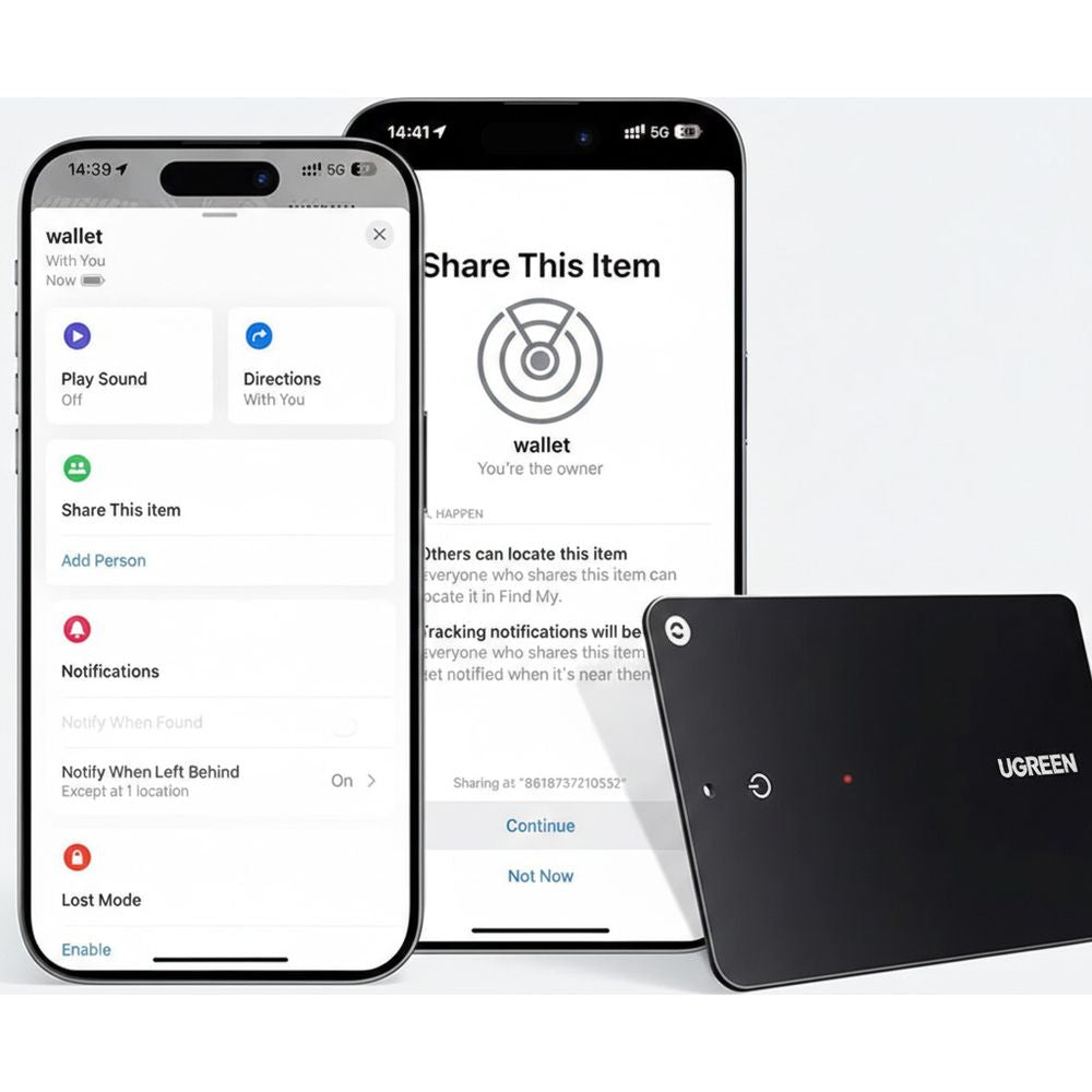 Bluetooth-Ortungsgerät / Tracker auf Bluetooth, Karte für Apple My Find, Ugreen Smart Finder CM817, Schwarz